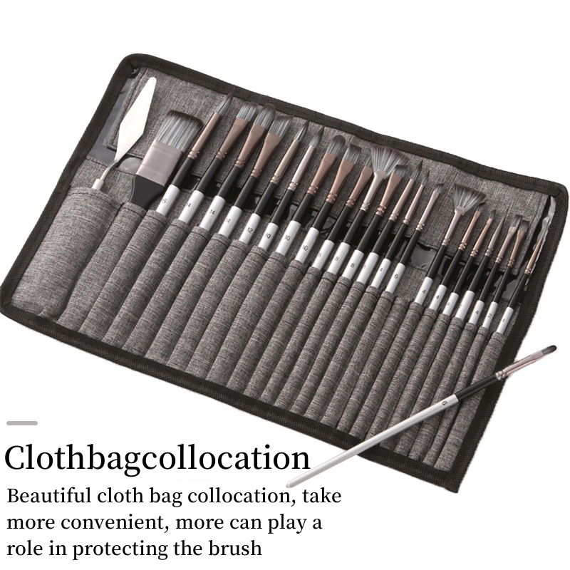 24 Nylon Brush Set Silver Gray - огляд і ціна Gouache Paint Set